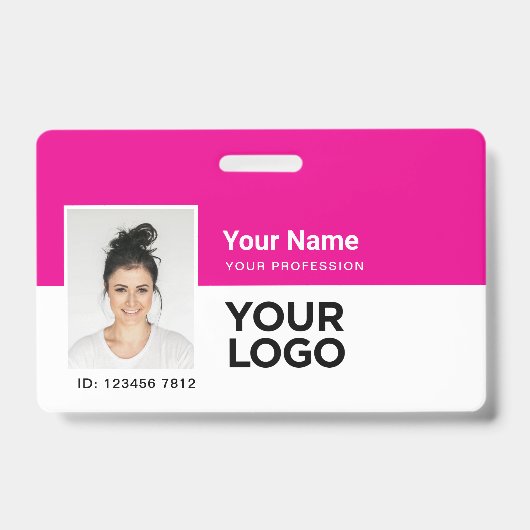 Aangepast medewerker | Fotobalk of Qr Code Logo Na Badge (Voorzijde)