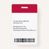 Aangepast Medewerker Personeel Logo Barcode Naam F Badge (Achterkant)
