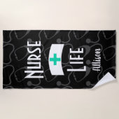 Aangepast medisch stethoscooppatroon verpleegster strandlaken (Voorkant)