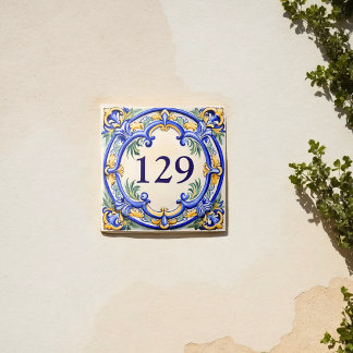 Aangepast Mediterraan Huisnummer met Erfgoed Tegeltje