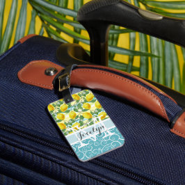 Aangepast Mediterraan zomer citroen fruit patroon Bagagelabel