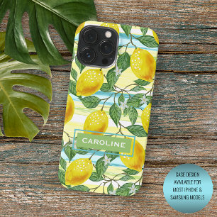 Aangepast Mediterraan zomerse citroen fruitpatroon iPhone 15 Pro Max Hoesje