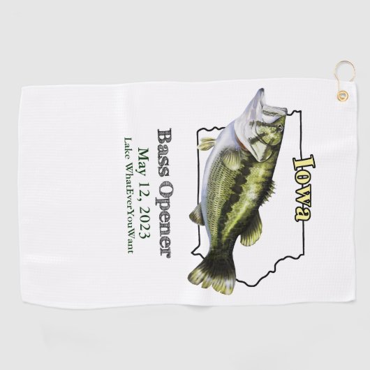 Aangepast meer/Datum Iowa Bass Opener Vissen Towel Golfhanddoek (Horizontaal)
