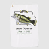 Aangepast meer/Datum Iowa Bass Opener Vissen Towel Golfhanddoek (Voorkant)