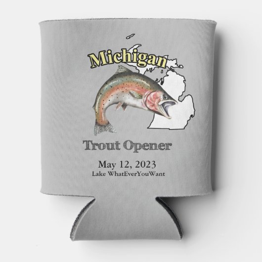 Aangepast meer/Datum Michigan Trout Opener Light Blikjeskoeler (Voorkant)