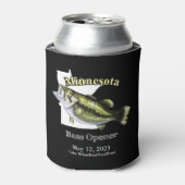 Aangepast meer/Datum Minnesota Bass Opener Donker Blikjeskoeler (Blikje Voorkant)