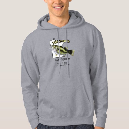 Aangepast meer/Datum Minnesota Bass Opener Light Hoodie (Voorkant)