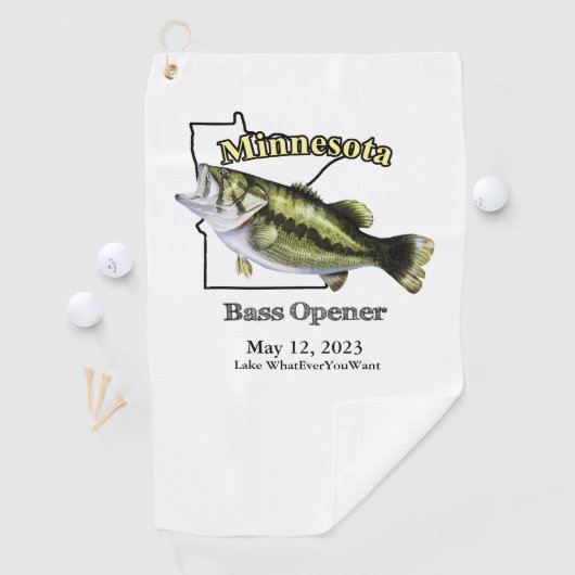 Aangepast meer/Datum Minnesota Bass Opener Towel Golfhanddoek (Insitu)