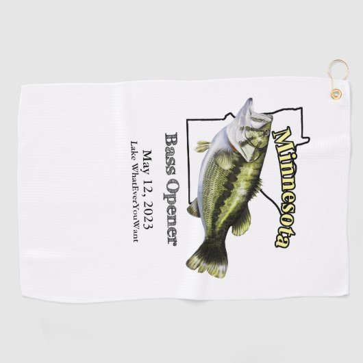 Aangepast meer/Datum Minnesota Bass Opener Towel Golfhanddoek (Horizontaal)