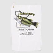 Aangepast meer/Datum Minnesota Bass Opener Towel Golfhanddoek (Voorkant)