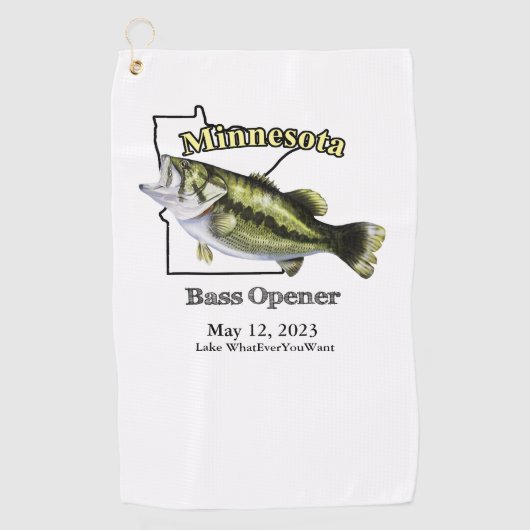 Aangepast meer/Datum Minnesota Bass Opener Towel Golfhanddoek (Voorkant)
