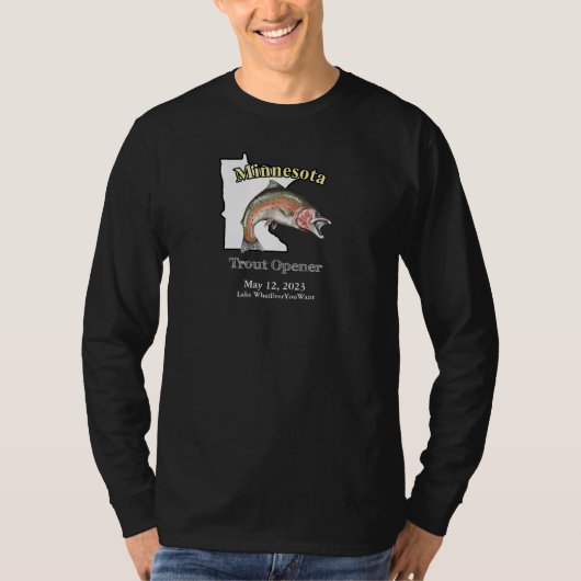 Aangepast meer/Datum minnesota forel opener donker T-shirt (Voorkant)