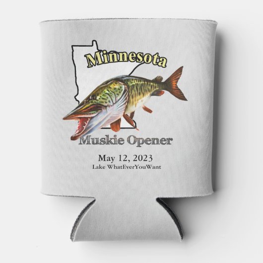 Aangepast meer/Datum Minnesota Muskie Opener Light Blikjeskoeler (Voorkant)