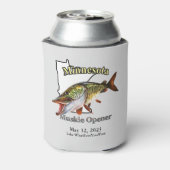 Aangepast meer/Datum Minnesota Muskie Opener Light Blikjeskoeler (Blikje Achterkant)