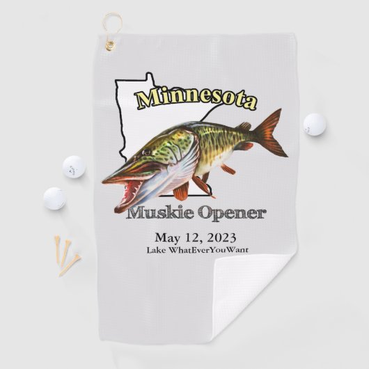 Aangepast meer/Datum minnesota Muskie Vissen Towel Golfhanddoek (Insitu)