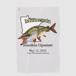 Aangepast meer/Datum minnesota Muskie Vissen Towel Golfhanddoek