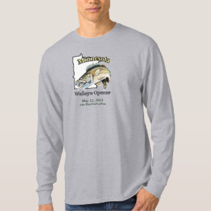 Aangepast meer/Datum Minnesota Walleye Open T-Shir T-shirt