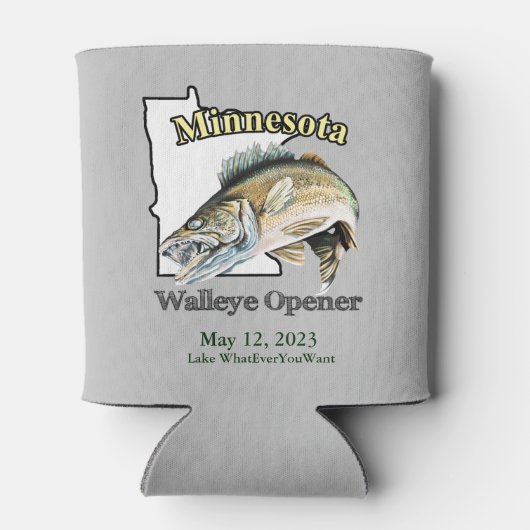 Aangepast meer/Datum Minnesota Walleye Opener Blikjeskoeler (Achterkant)