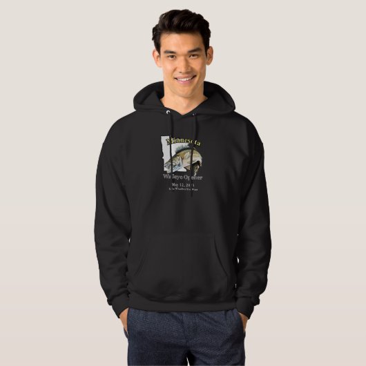 Aangepast meer/Datum Minnesota Walleye Opener Hoodie (Voorkant volledig)