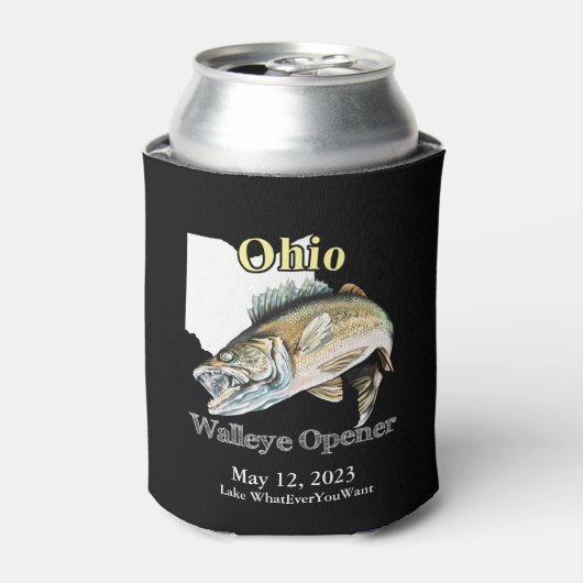Aangepast meer/Datum Ohio Walleye Open Dark Blikjeskoeler (Blikje Voorkant)