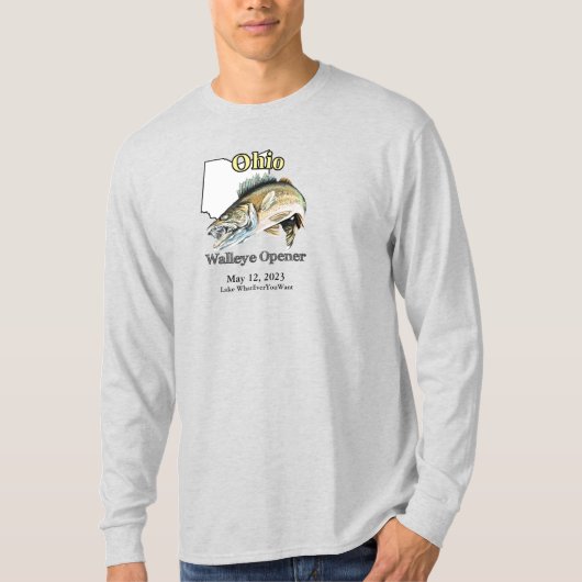 Aangepast meer/Datum Ohio Walleye Open T-Shirt (Voorkant)