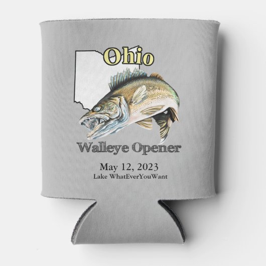 Aangepast meer/Datum Ohio Walleye Opener Light Blikjeskoeler (Voorkant)