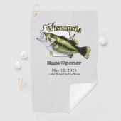 Aangepast meer/Datum Wisconsin Bass Open Towel Golfhanddoek (Insitu)