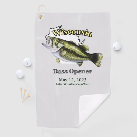 Aangepast meer/Datum Wisconsin Bass Open Towel Golfhanddoek (Insitu)