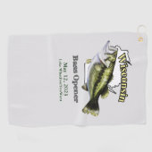 Aangepast meer/Datum Wisconsin Bass Open Towel Golfhanddoek (Horizontaal)