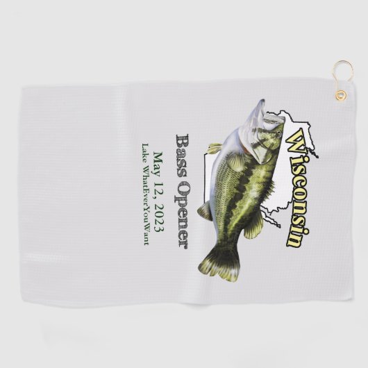 Aangepast meer/Datum Wisconsin Bass Open Towel Golfhanddoek (Horizontaal)