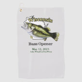 Aangepast meer/Datum Wisconsin Bass Open Towel Golfhanddoek (Voorkant)