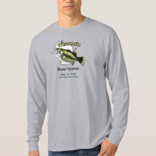 Aangepast meer/Datum Wisconsin Bass Opener Light T-shirt