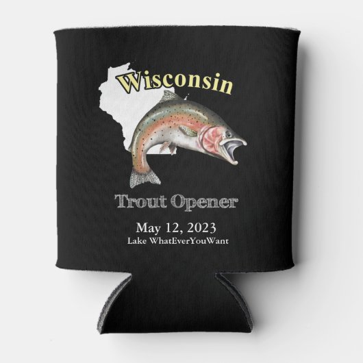 Aangepast meer/datum wisconsin forel opener donker blikjeskoeler (Voorkant)