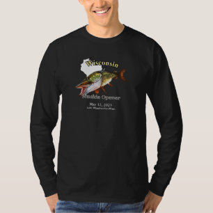 Aangepast meer/Datum Wisconsin Muskie Open Dark T-shirt