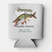 Aangepast meer/Datum Wisconsin Muskie Opener Light Blikjeskoeler (Voorkant)