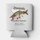 Aangepast meer/Datum Wisconsin Muskie Opener Light Blikjeskoeler (Achterkant)