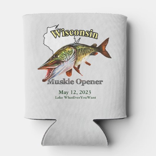 Aangepast meer/Datum Wisconsin Muskie Opener Light Blikjeskoeler (Achterkant)