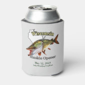 Aangepast meer/Datum Wisconsin Muskie Opener Light Blikjeskoeler (Blikje Achterkant)