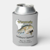 Aangepast meer/Datum Wisconsin Walleye Opener Ligh Blikjeskoeler (Blikje Voorkant)