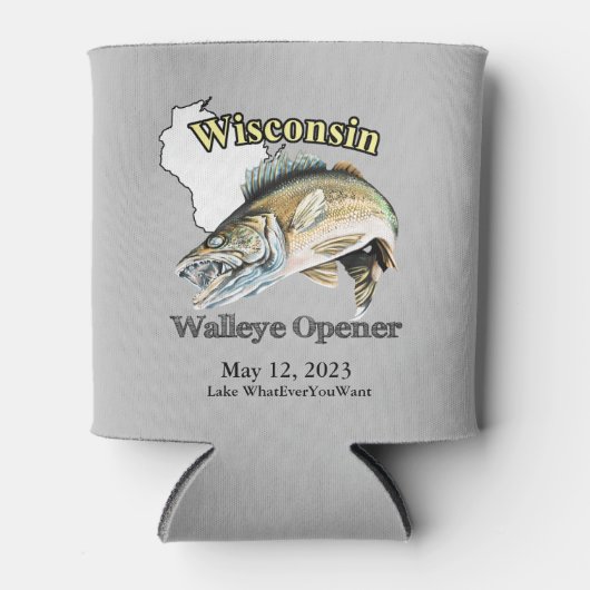 Aangepast meer/Datum Wisconsin Walleye Opener Ligh Blikjeskoeler (Voorkant)