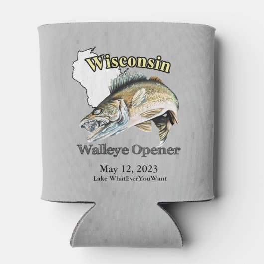 Aangepast meer/Datum Wisconsin Walleye Opener Ligh Blikjeskoeler (Achterkant)