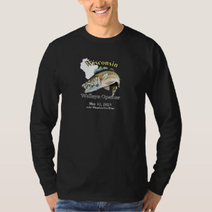Aangepast meer/Datum Wisconsin Walleye Opener T-shirt