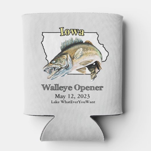 Aangepast meer en datum Iowa Walleye Open Light Blikjeskoeler (Achterkant)