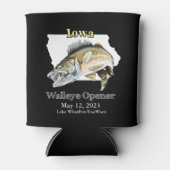 Aangepast meer en datum Iowa Walleye Open Light Ca Blikjeskoeler (Voorkant)