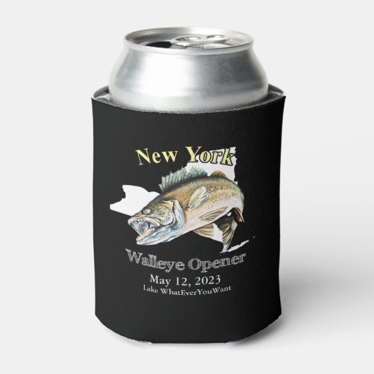 Aangepast meer en datum New York Walleye OpenCan Blikjeskoeler (Blikje Voorkant)