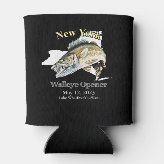 Aangepast meer en datum New York Walleye OpenCan Blikjeskoeler (Achterkant)