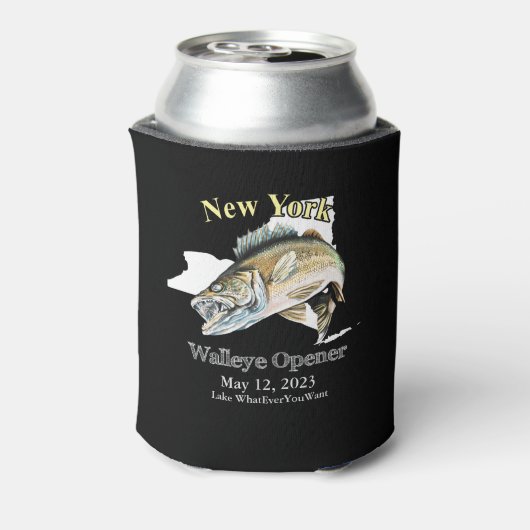 Aangepast meer en datum New York Walleye OpenCan Blikjeskoeler (Blikje Achterkant)