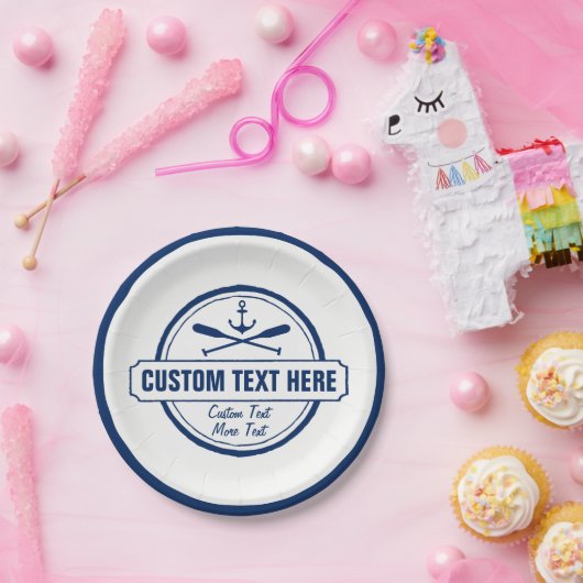 Aangepast meer, strand- en bootantenanker papieren bordje (Feest)