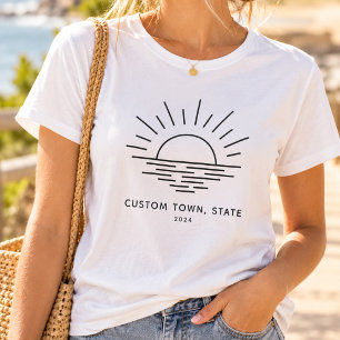 Aangepast meerleven zonsondergang minimalistische t-shirt