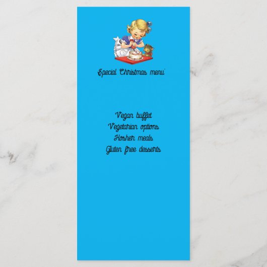 Aangepast  meisje die een taart bakken menu (Achterkant)